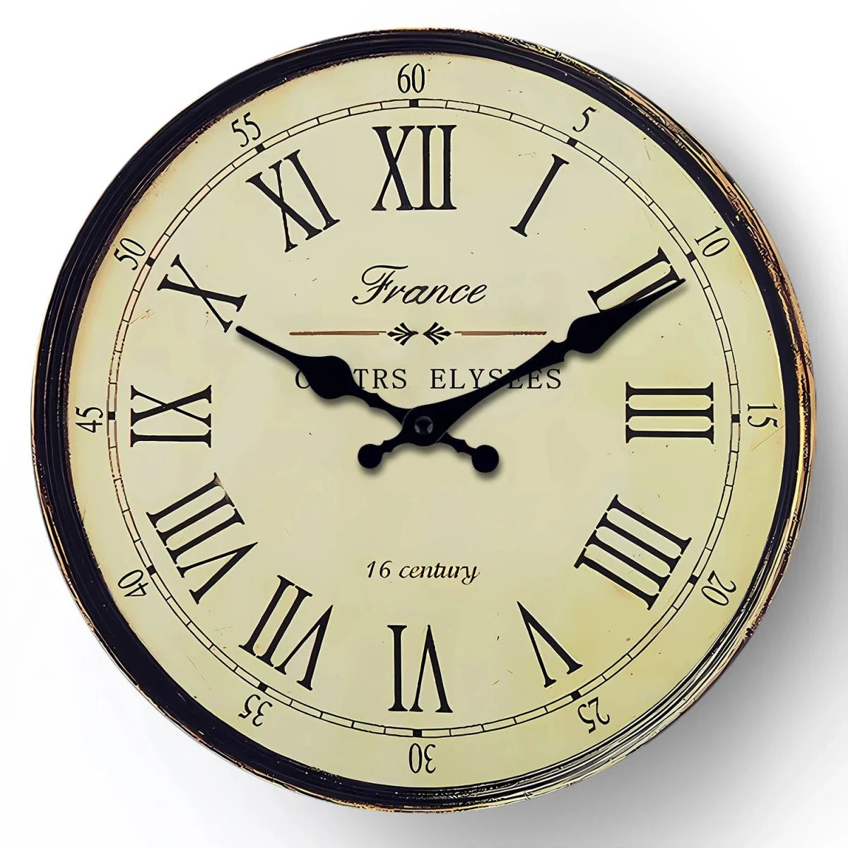 Horloge murale classique, motif français, silencieuse