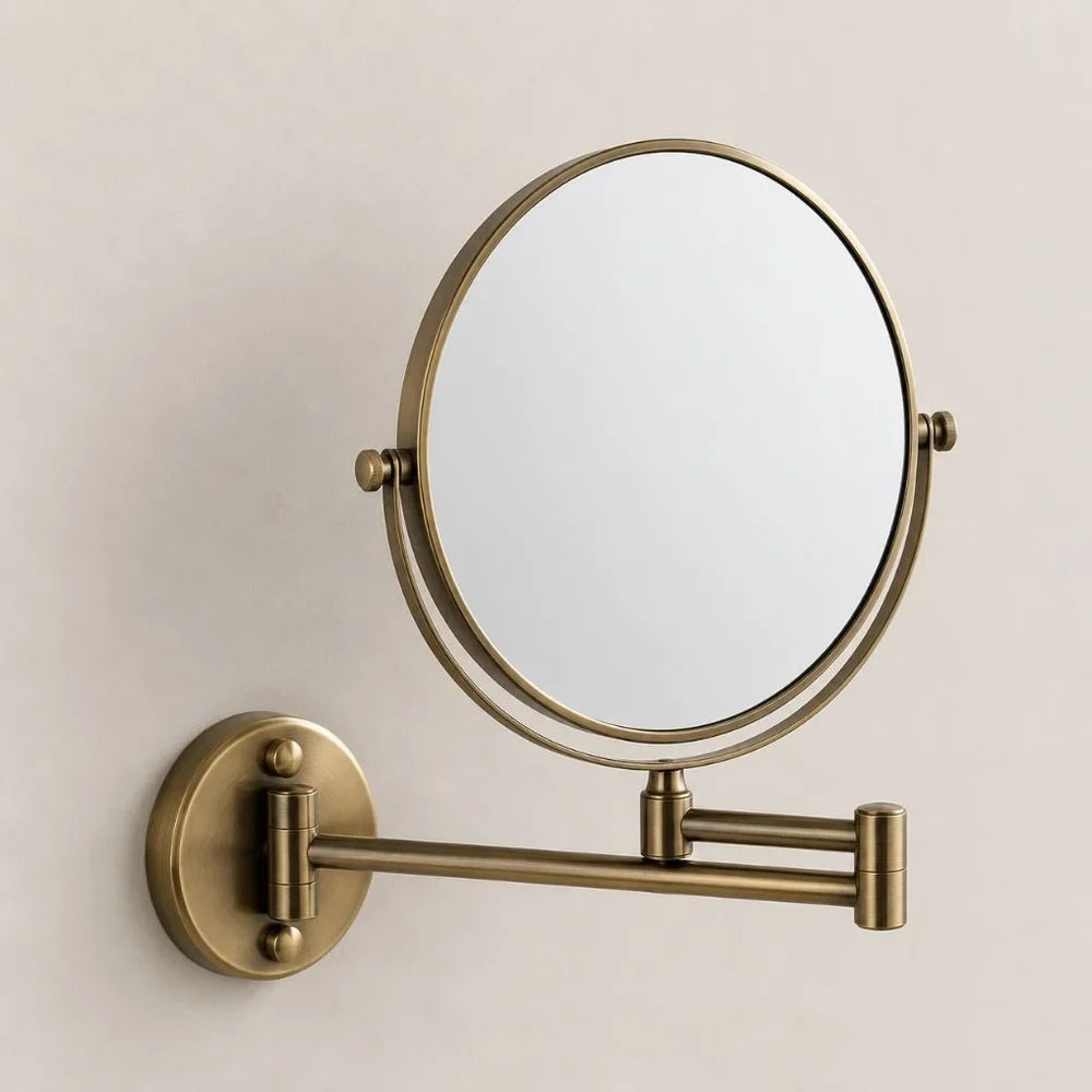 Wall Mounted Double Sided Makeup Mirror, Extending Arm
