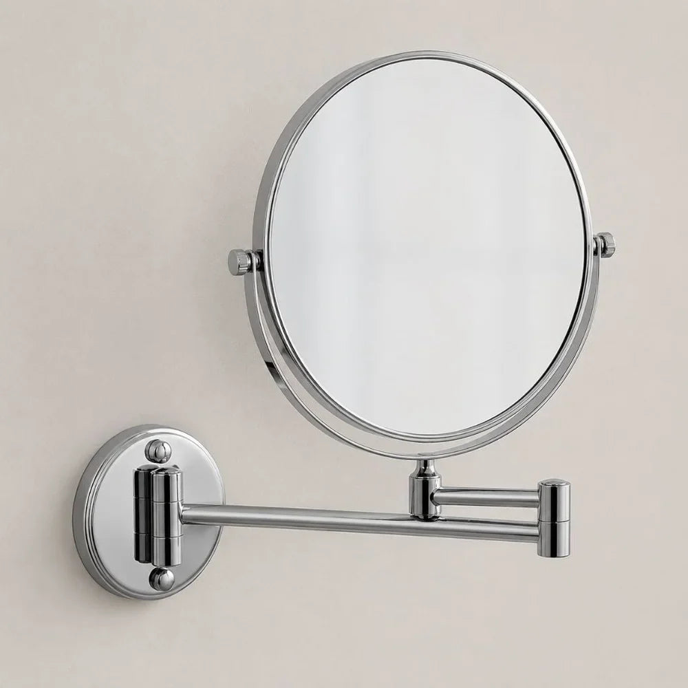 Wall Mounted Double Sided Makeup Mirror, Extending Arm