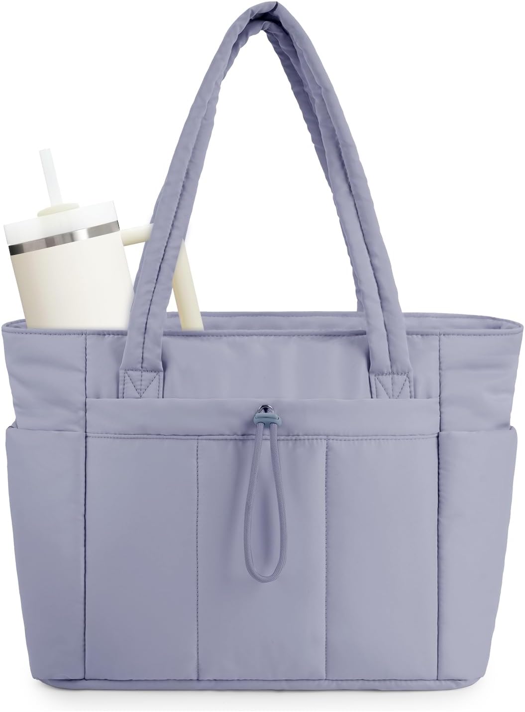 Sac cabas matelassé avec porte-gobelet et poche PC - Blue