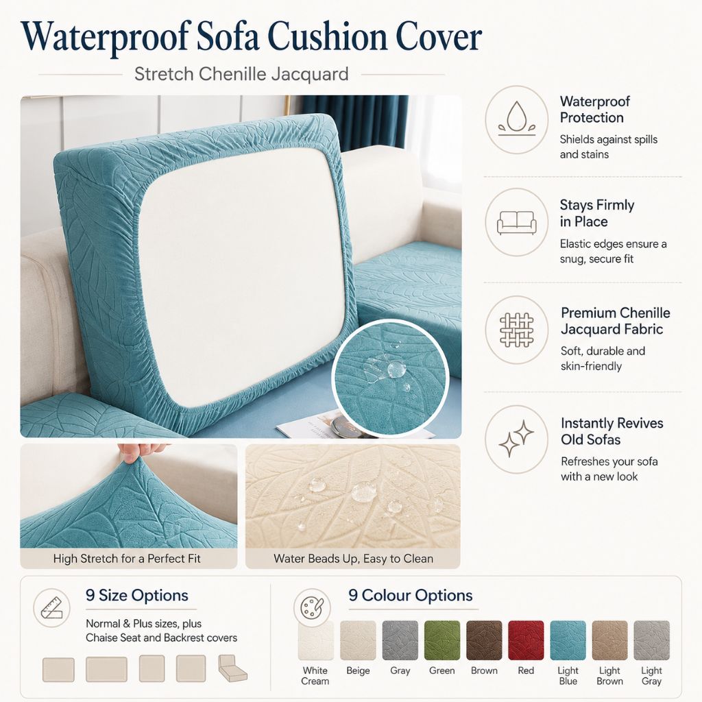 Housse de coussin de canapé en chenille, imperméable
