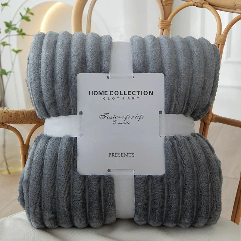 Plaid polaire flanelle à larges rayures