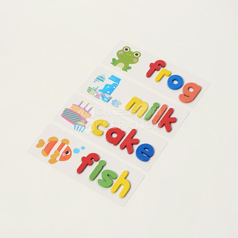 Jeu de lettres en bois avec 28 cartes images