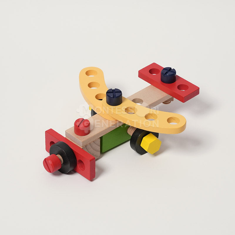 Caisse à outils en bois pour enfant, 8 outils