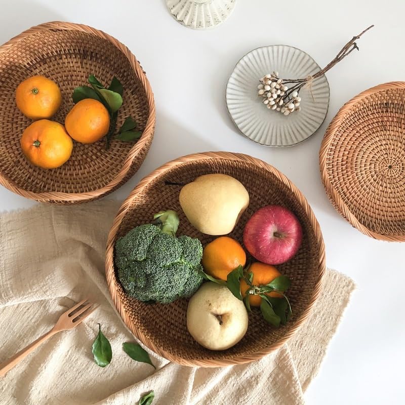 Round Handwoven Rattan Basket