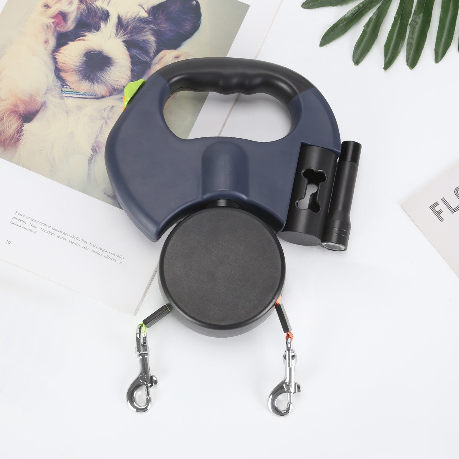 Duolead Laisse Double Rétractable avec Lumière