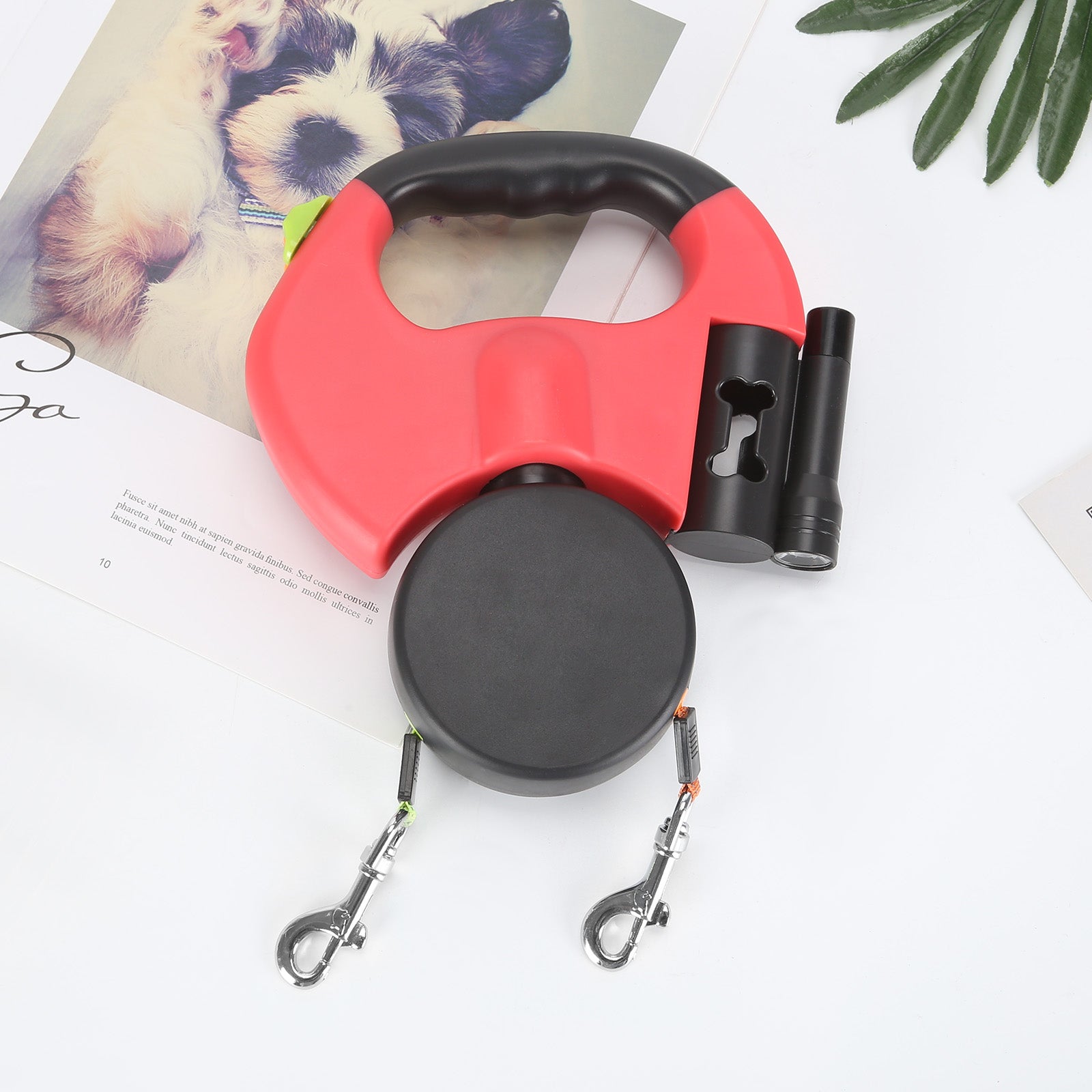 Duolead Laisse Double Rétractable avec Lumière