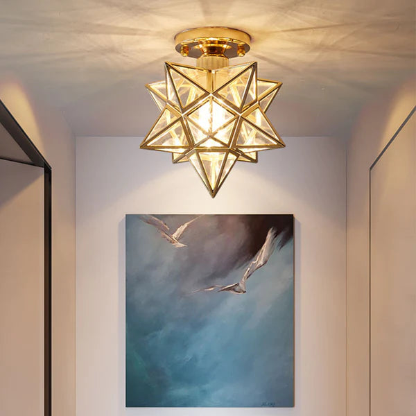 Compact Star-Shaped Ceiling Light, E27 Socket