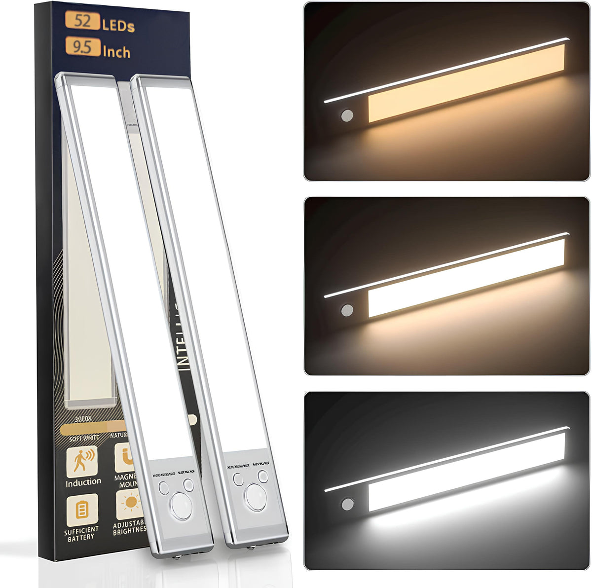 Réglette LED rechargeable à détecteur, aimantée
