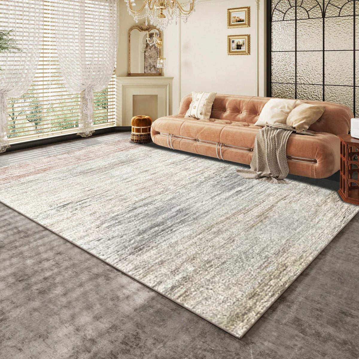 Très grand tapis en fausse laine 400 x 200 cm