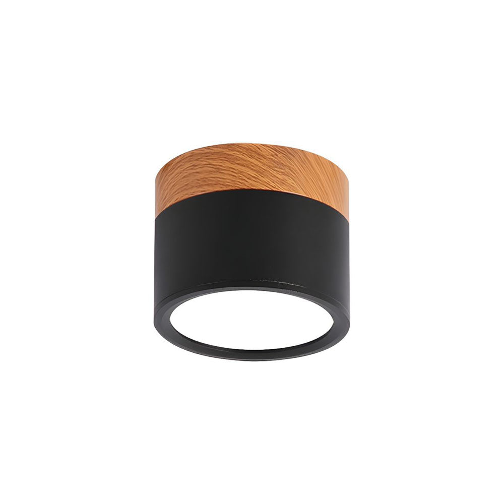 Plafonnier Cylindrique en Aluminium et Bois