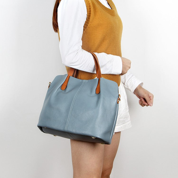 Medium Genuine Leather Tote Bag, Hand or Shoulder