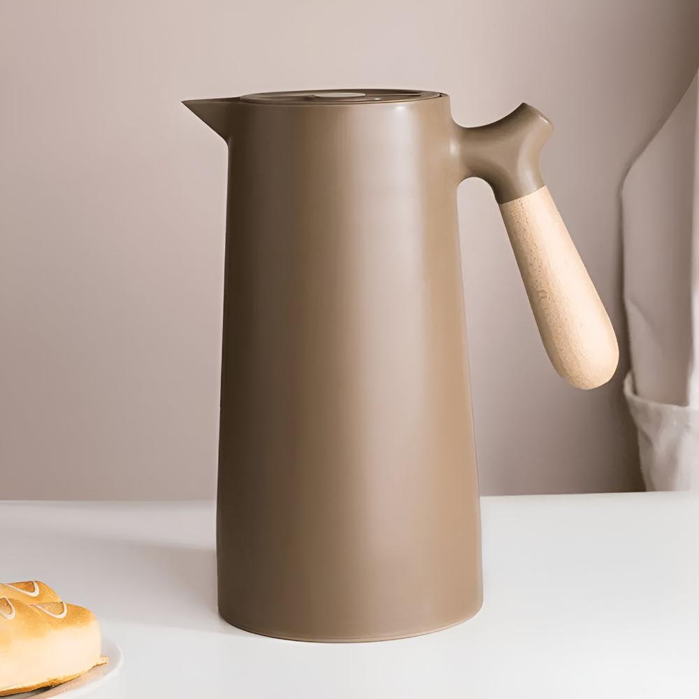 Carafe isotherme 1 L en inox avec poignée en bois