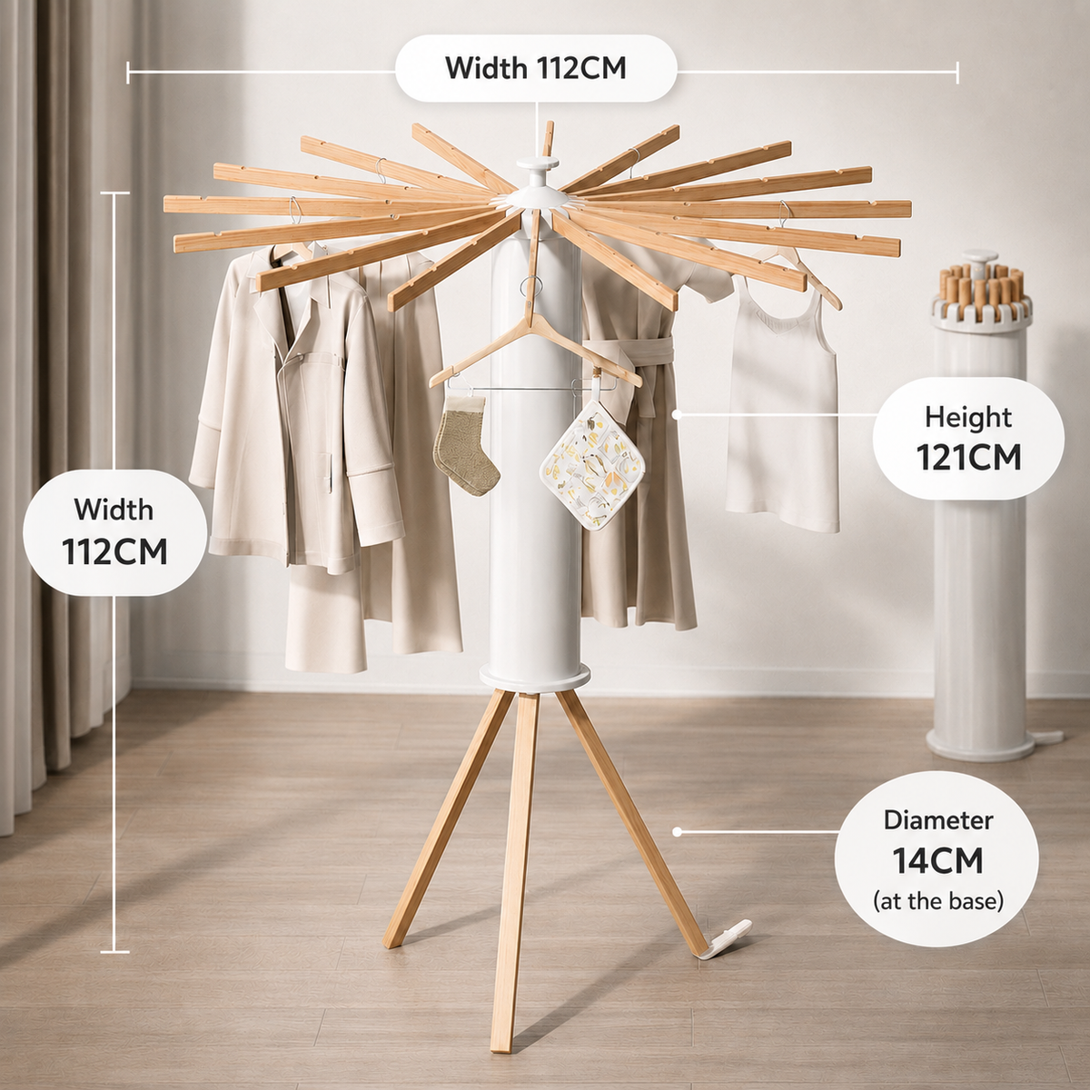 Séchoir à Linge Pliable en Métal Blanc