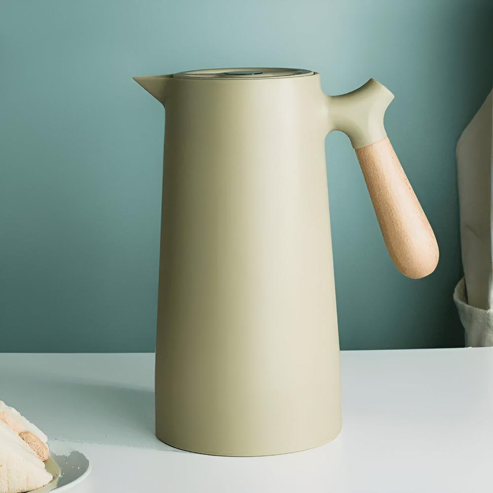 Carafe isotherme 1 L en inox avec poignée en bois