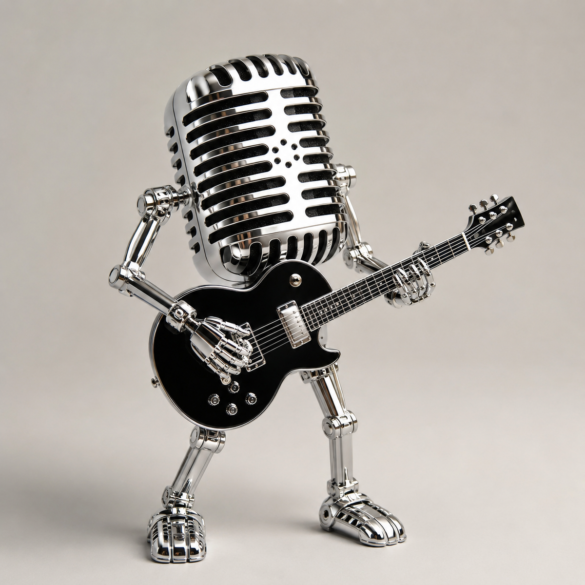 Lampe robot guitariste en métal
