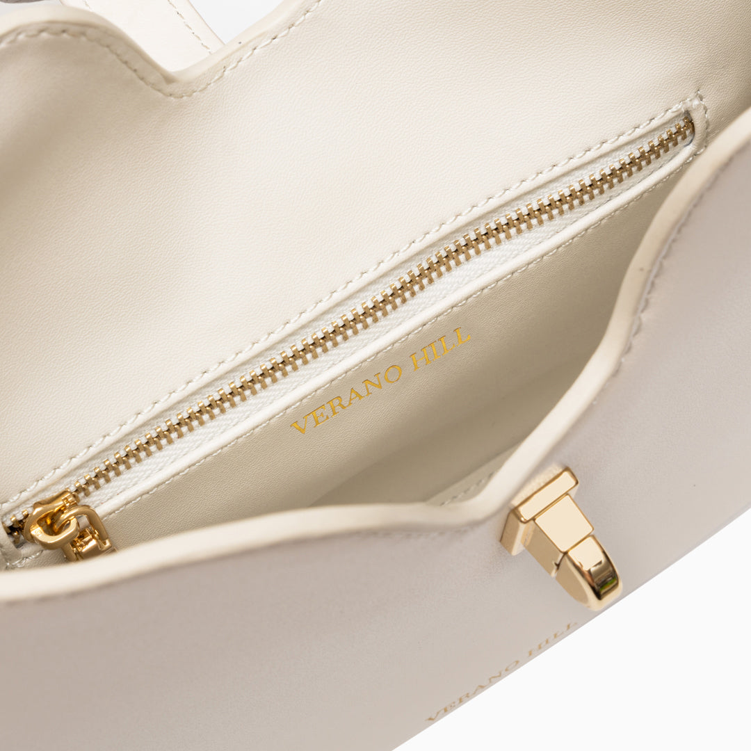Sac épaule carré en cuir à rabat et boucle