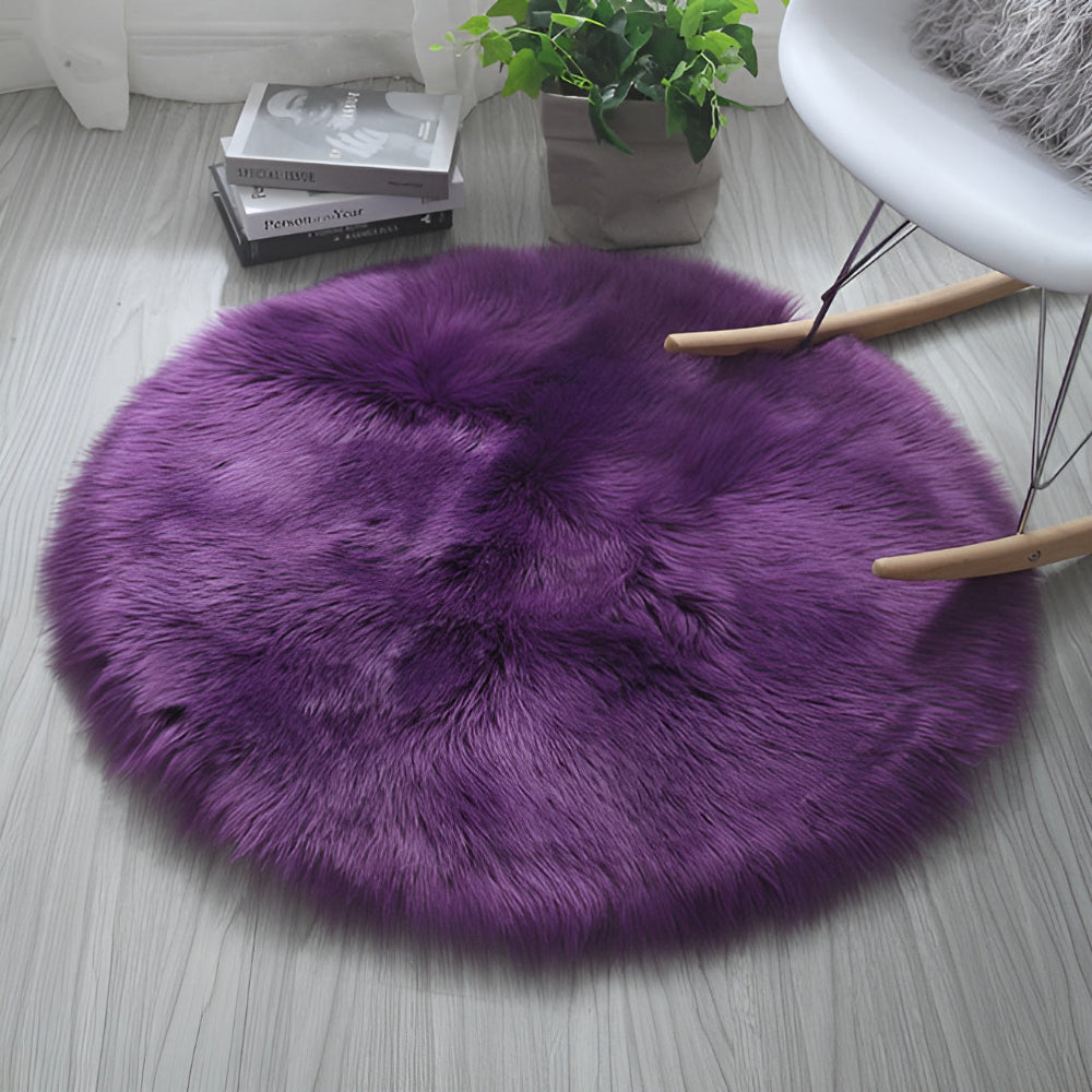 Tapis Rond Moelleux à Envers Antidérapant – Amethyst