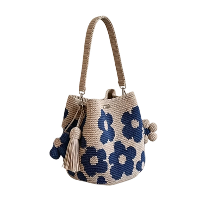 Sac seau au crochet pour femme, motif tournesol