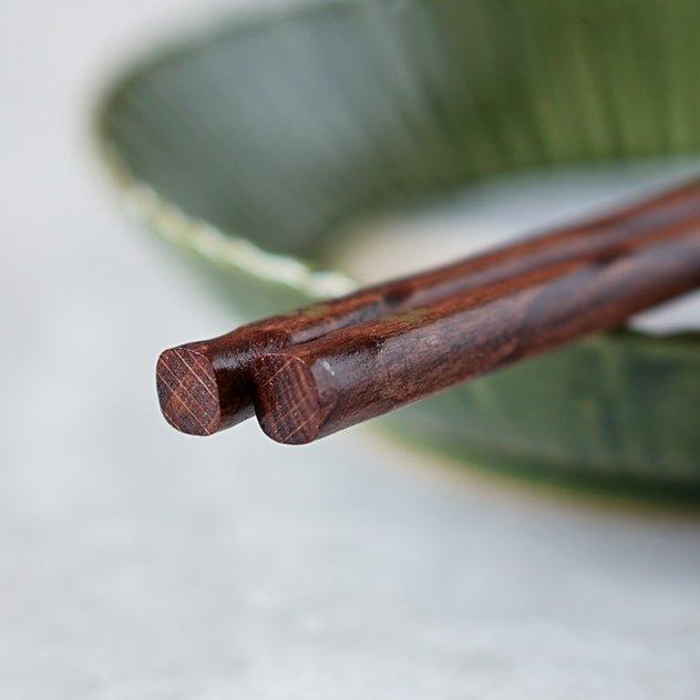 Wooden Chopsticks with Golden Sakura Motif, Set of 5 Pairs
