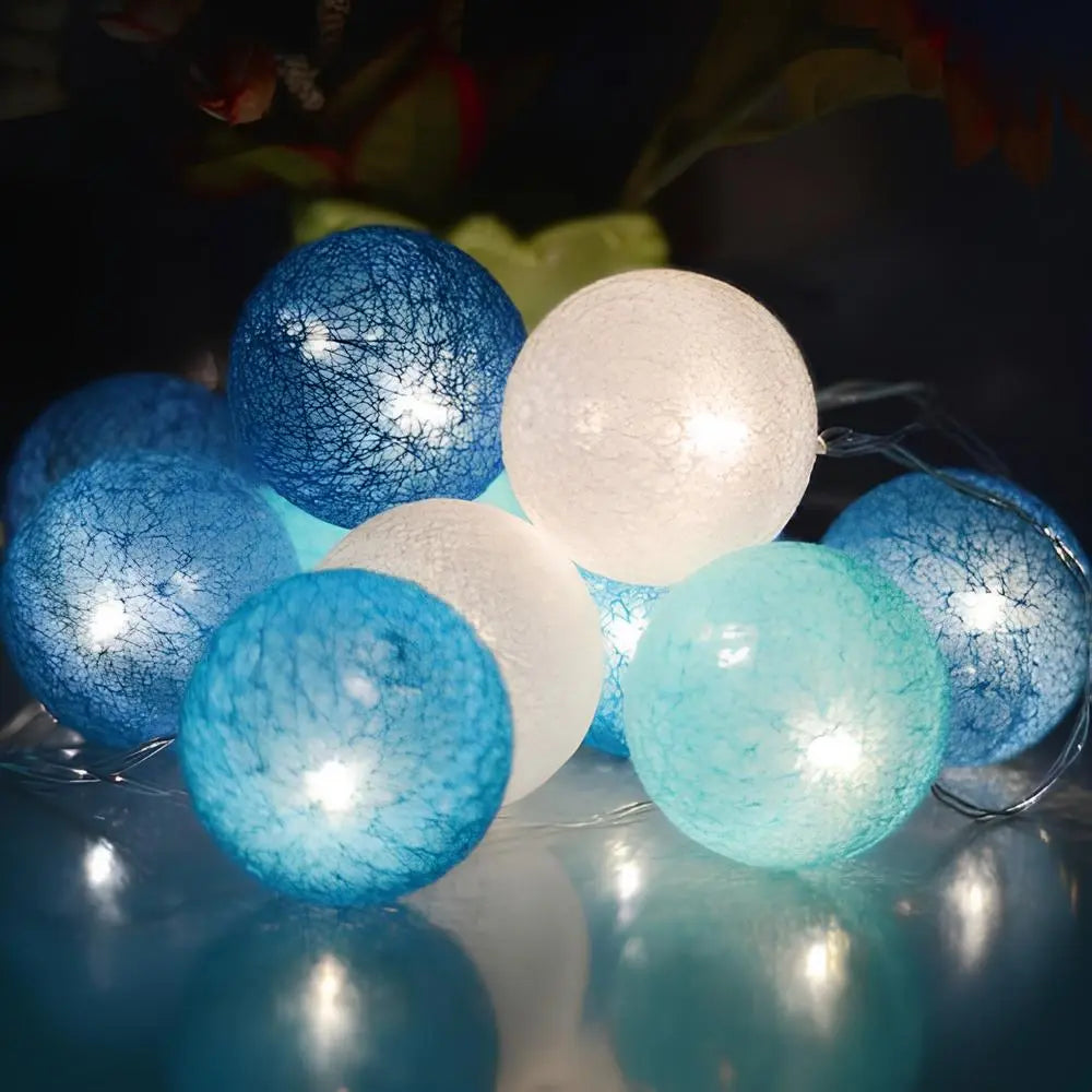 Cotton Ball String Lights, USB or Battery