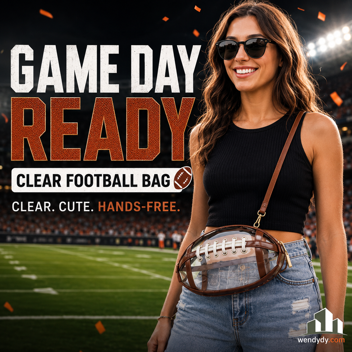 Clear American Football-Shaped Crossbody Bag