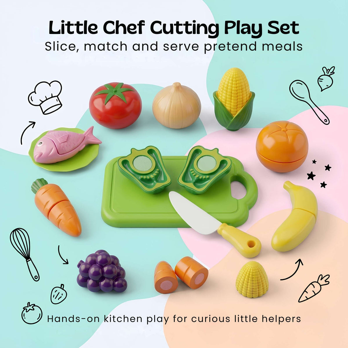 Dinette à découper, fruits et légumes à trancher
