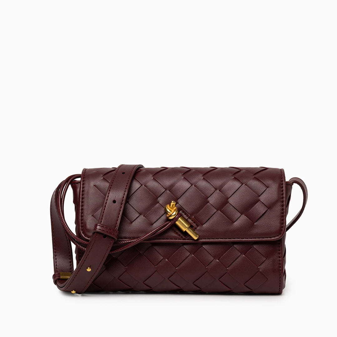 Petit sac bandoulière tissé main en similicuir
