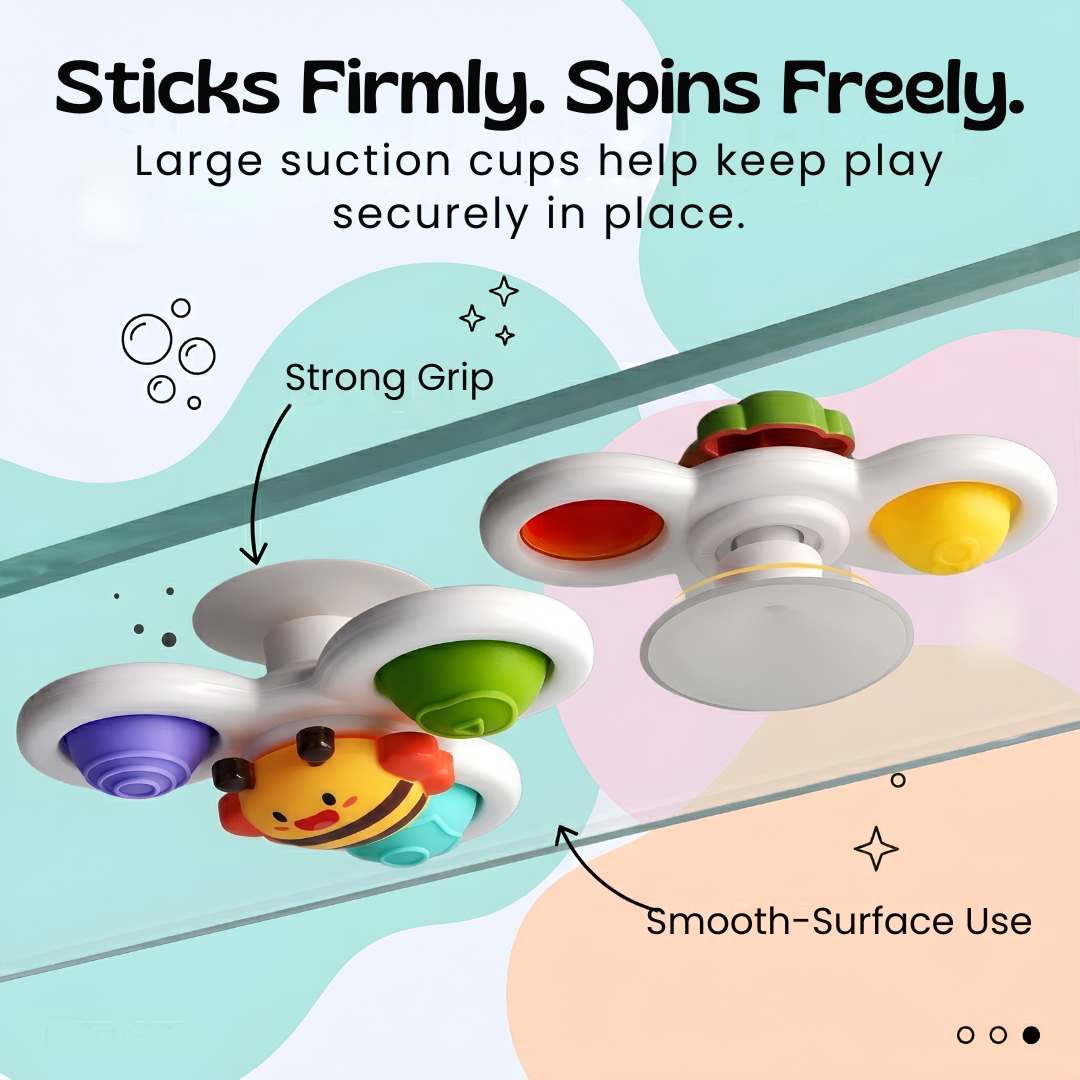 Lot de 3 jouets tournants à ventouse, animaux texturés