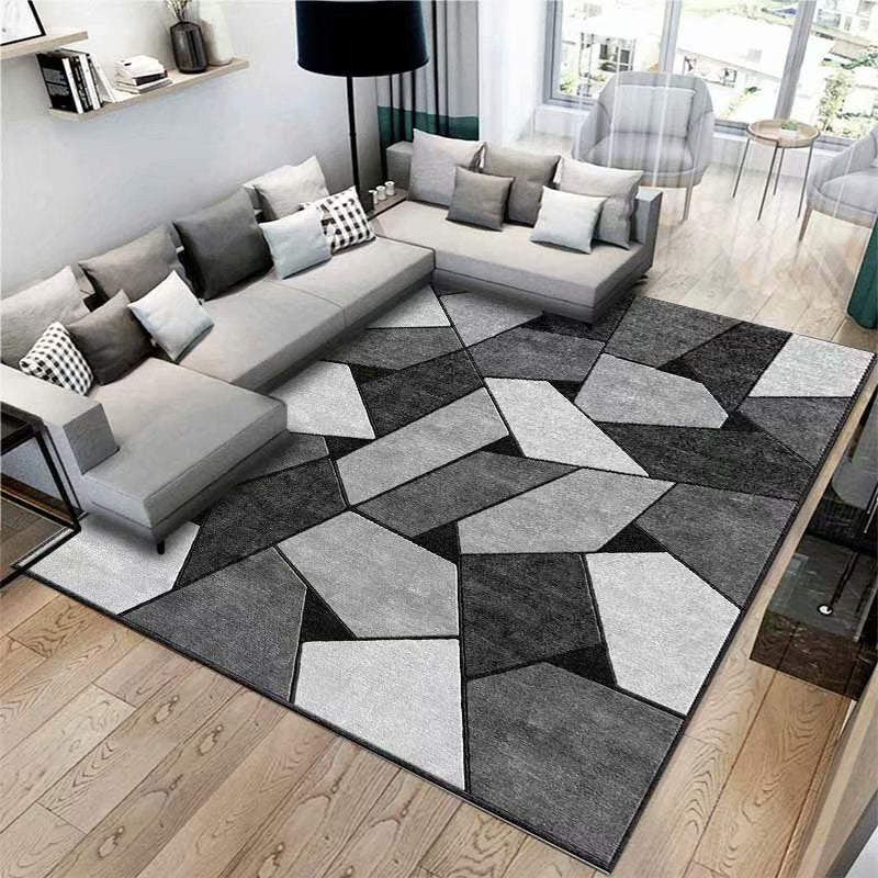 Grand tapis effet laine motif géométrique, 300 x 200