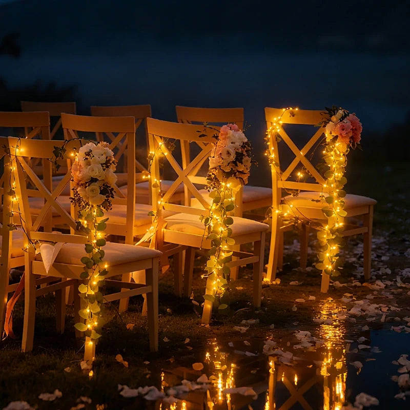 Guirlande lumineuse feuillage, piles ou solaire