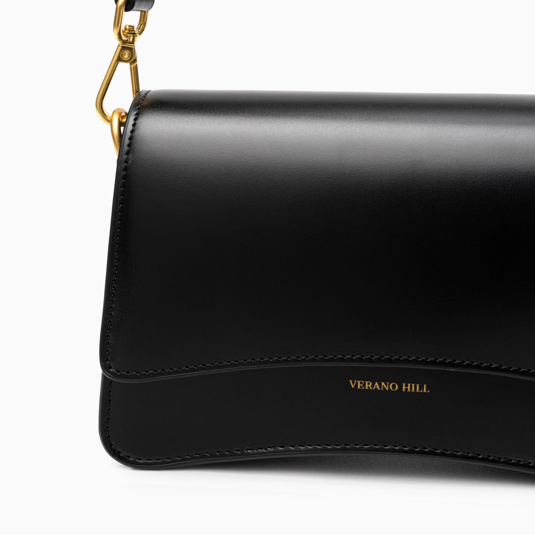 Sac porté épaule en cuir véritable brillant