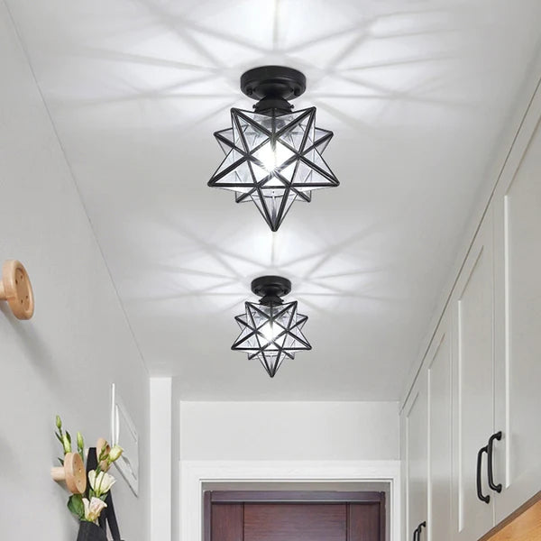 Compact Star-Shaped Ceiling Light, E27 Socket