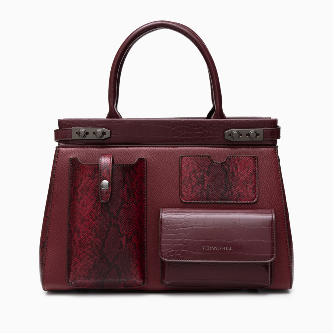 Sac cabas structuré en similicuir à poches avant