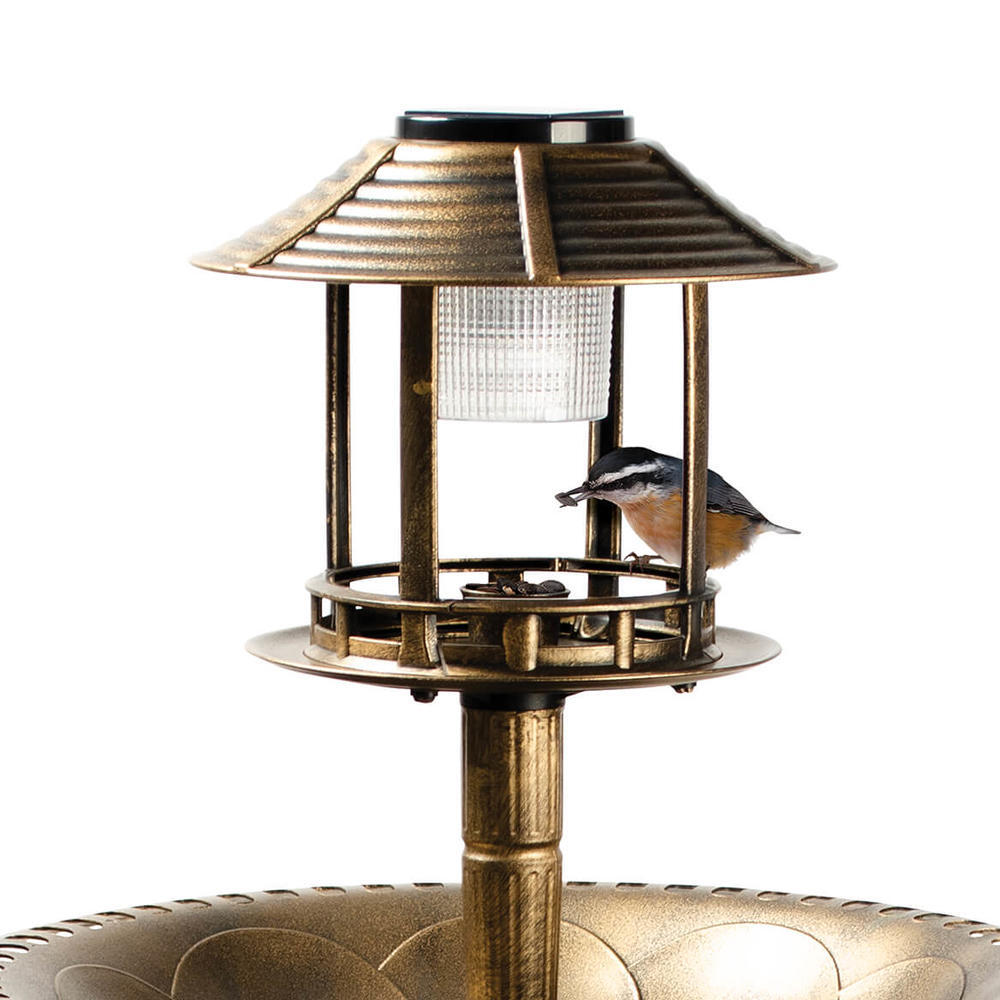 Bain d'oiseaux solaire 4 en 1, mangeoire et jardinière