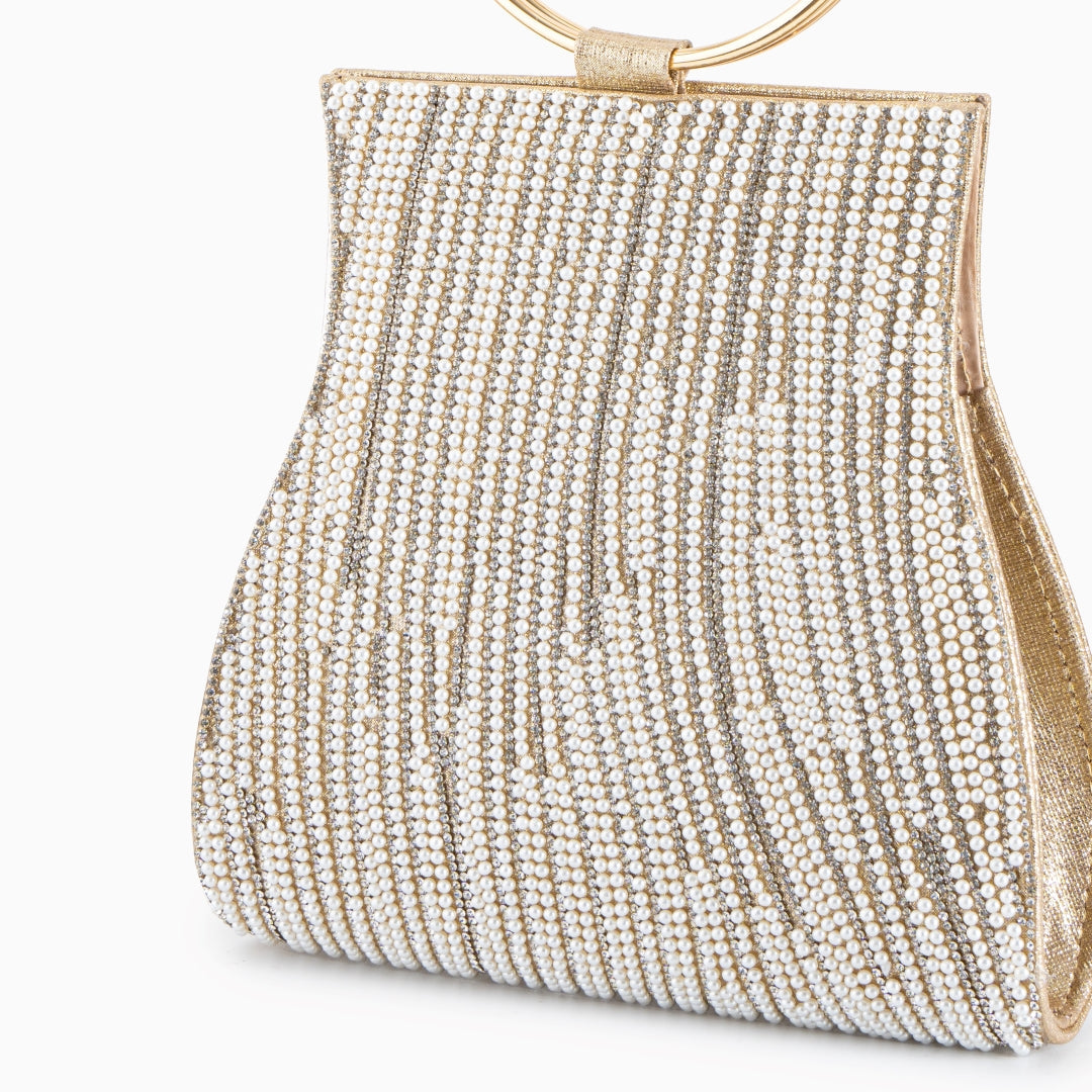 Petit sac à main doré serti de strass