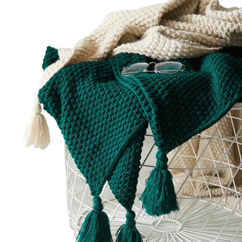 NordicCozy - Plaid en Laine Tissé Main à Franges