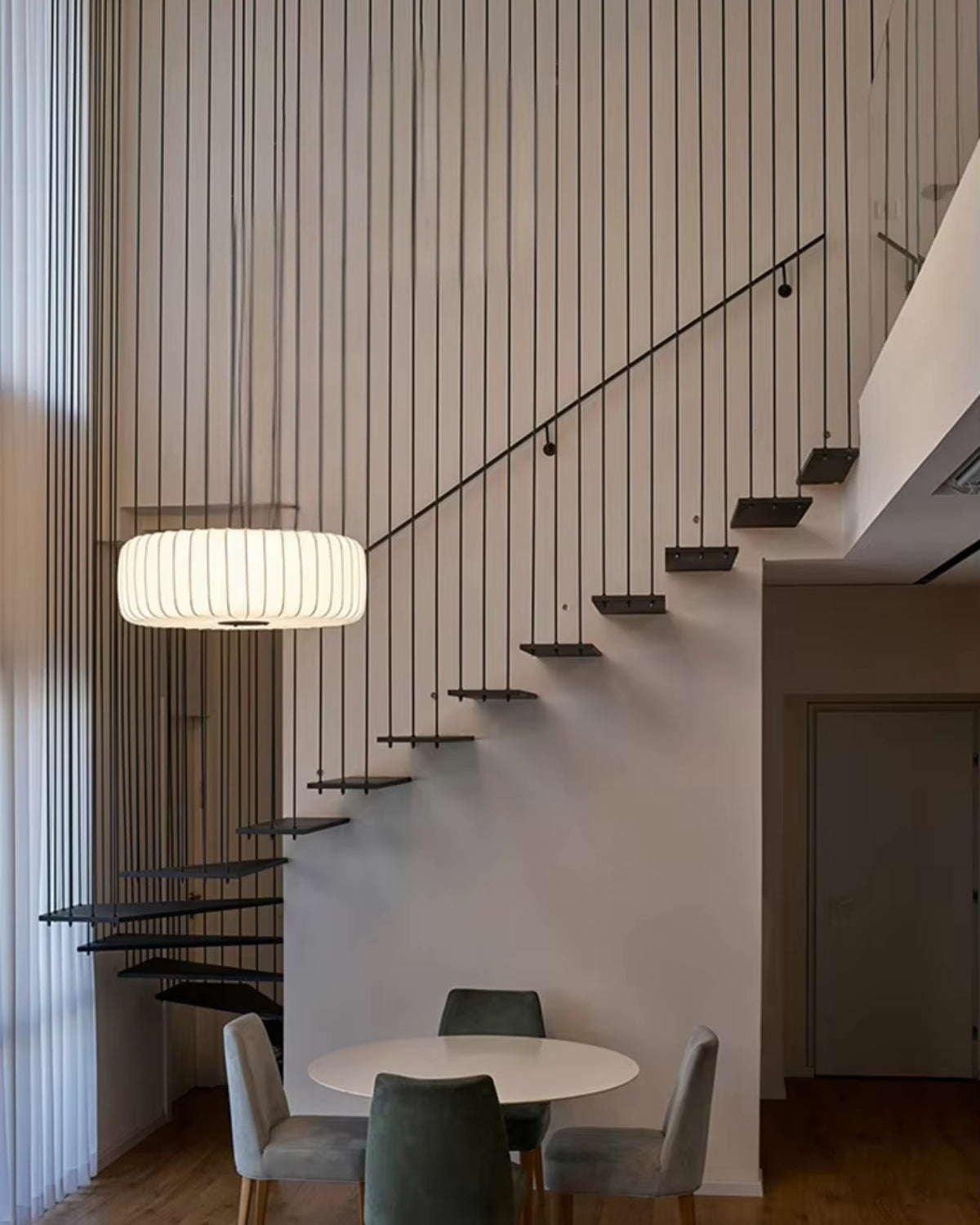 Suspension abat-jour en tissu fait main, minimaliste