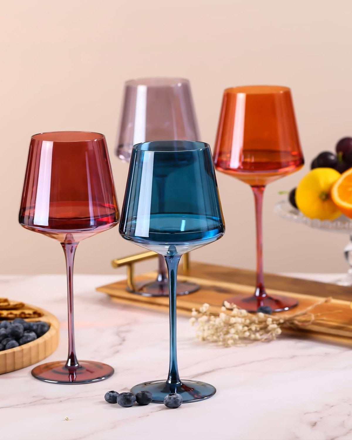 Set de 6 verres à vin colorés soufflés à la main