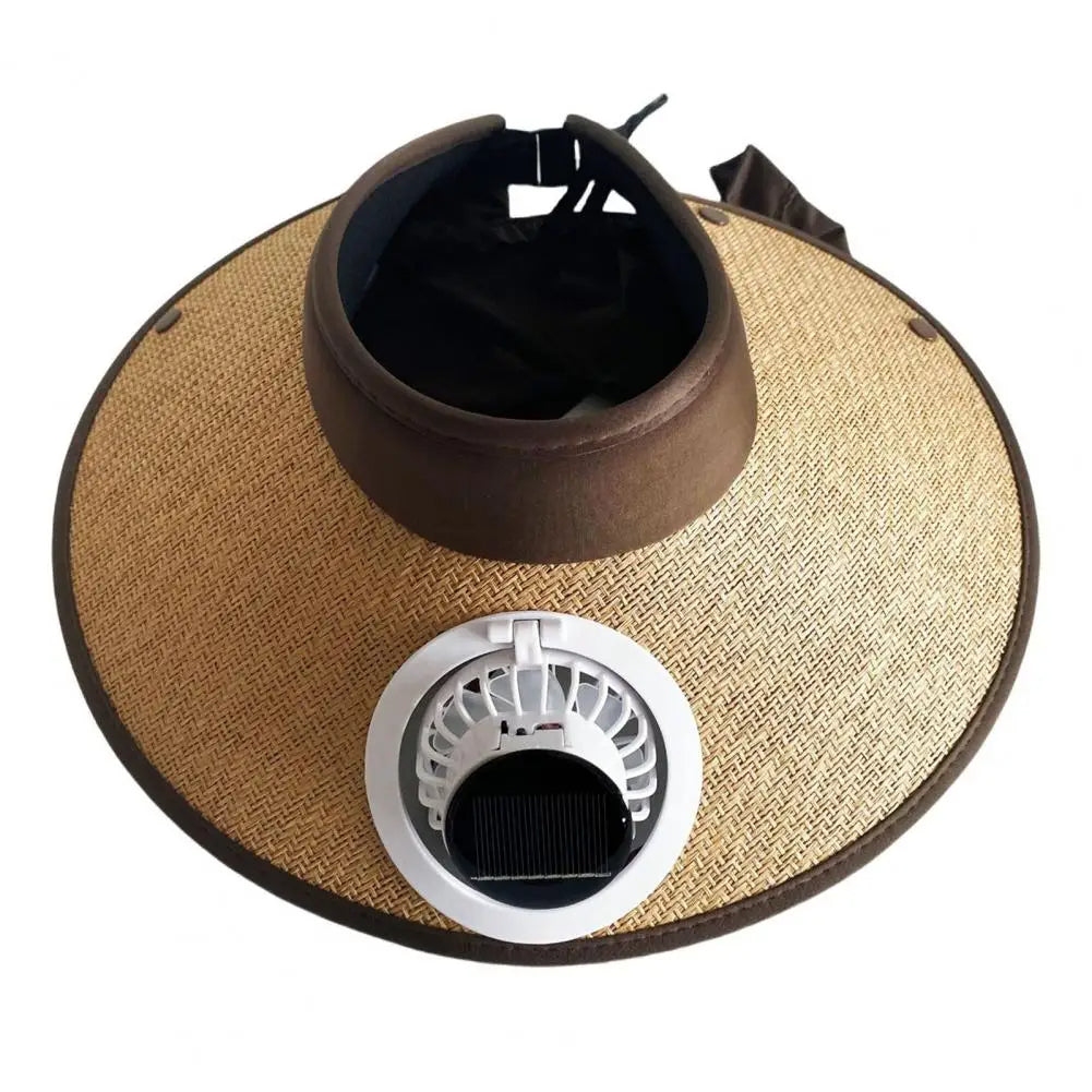 Wide-Brim Sun Hat with Solar Fan
