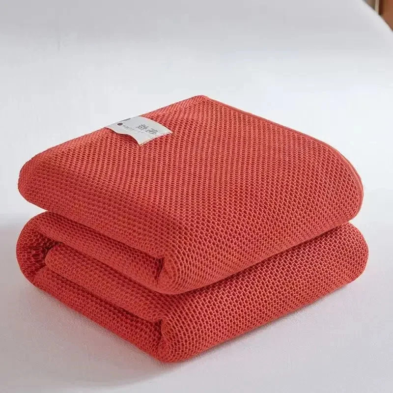 Japanese-Style Waffle Cotton Throw Blanket