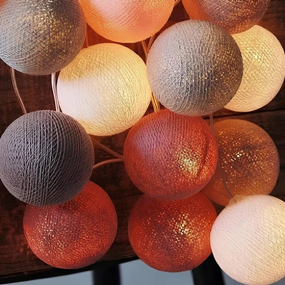 Cotton Ball String Lights, USB or Battery