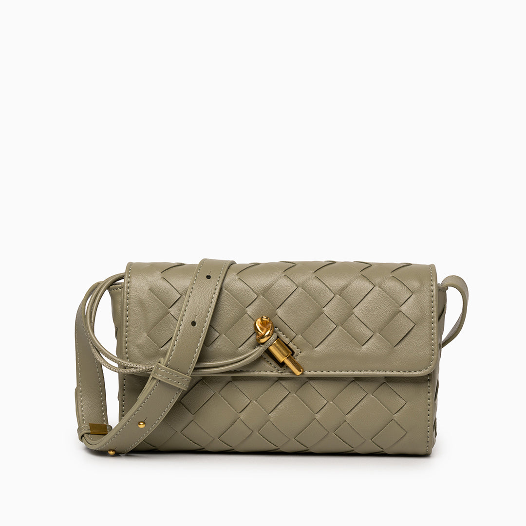 Petit sac bandoulière tissé main en similicuir