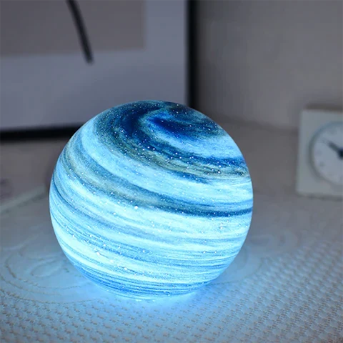 Lampe lune en verre, 16 couleurs, télécommande