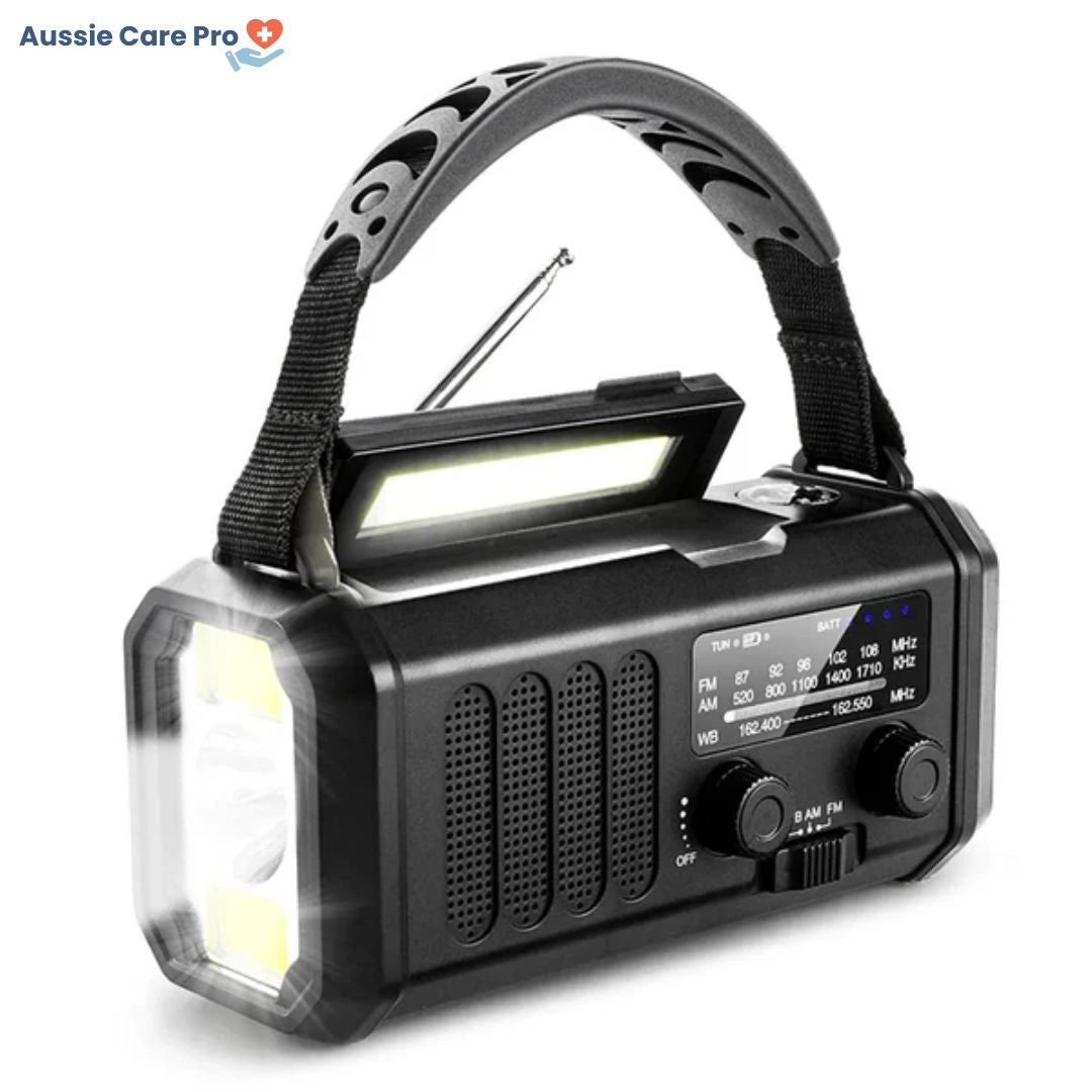 Radio d'Urgence Solaire à Manivelle avec Lampe