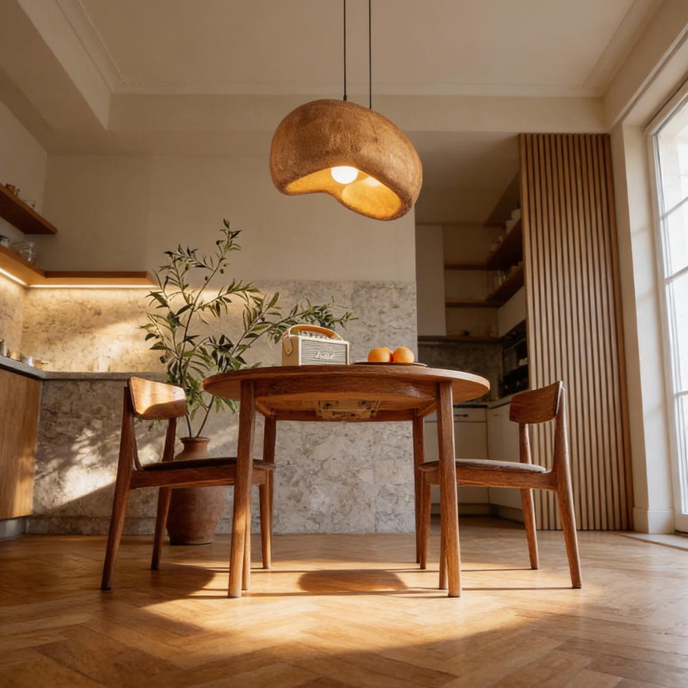 Suspension aux textures organiques, tons terreux