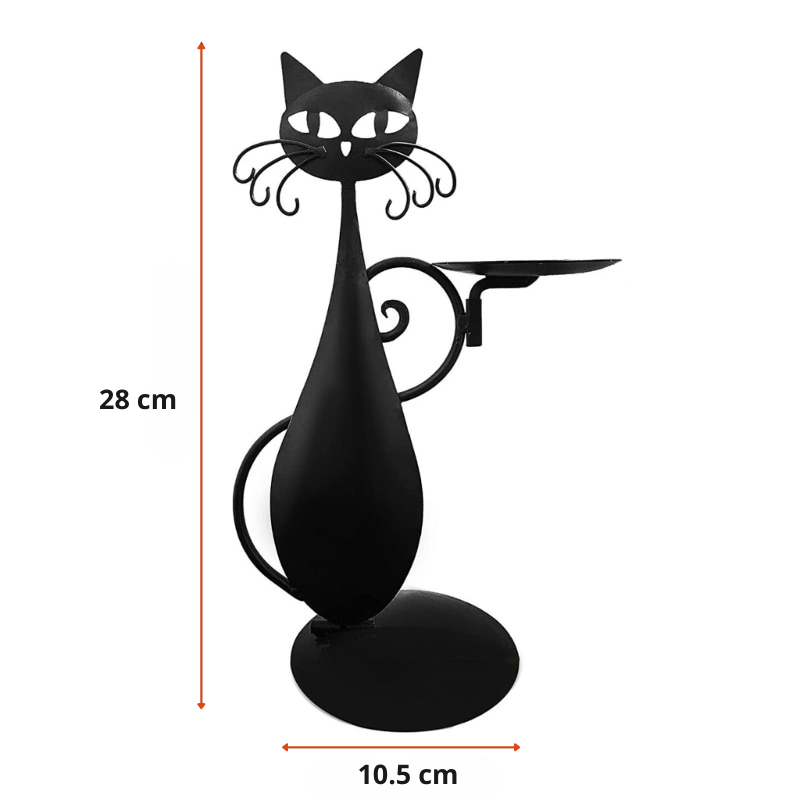 Midnight Panther - Bougeoir Chat Noir en Métal