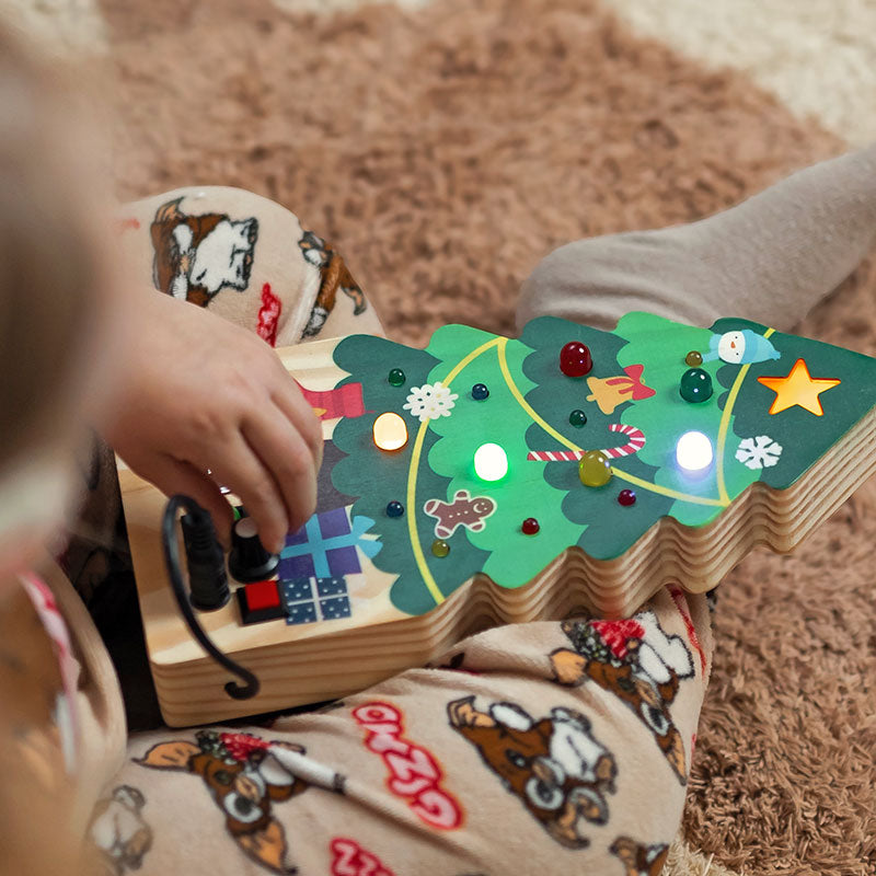 Tableau d'interrupteurs de Noël en bois, lumineux