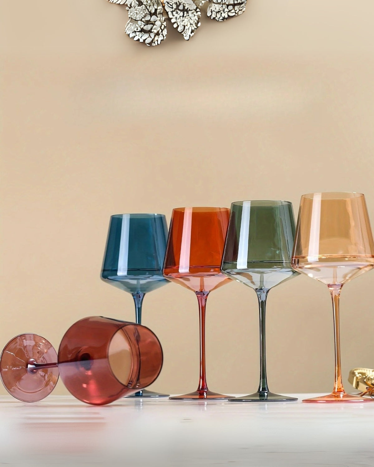 Set de 6 verres à vin colorés soufflés à la main