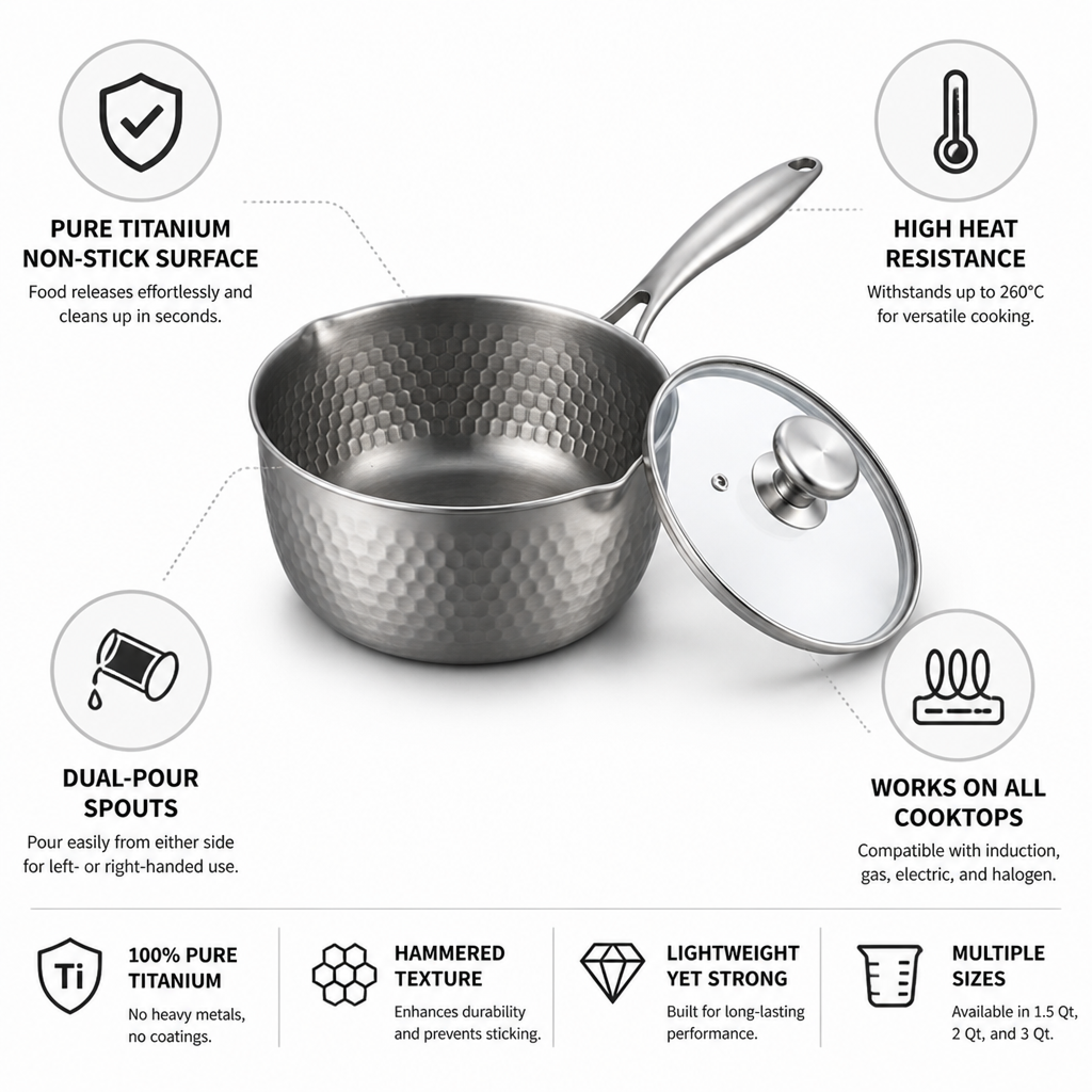 Titanium Non-Stick Dual-Pour Saucepan